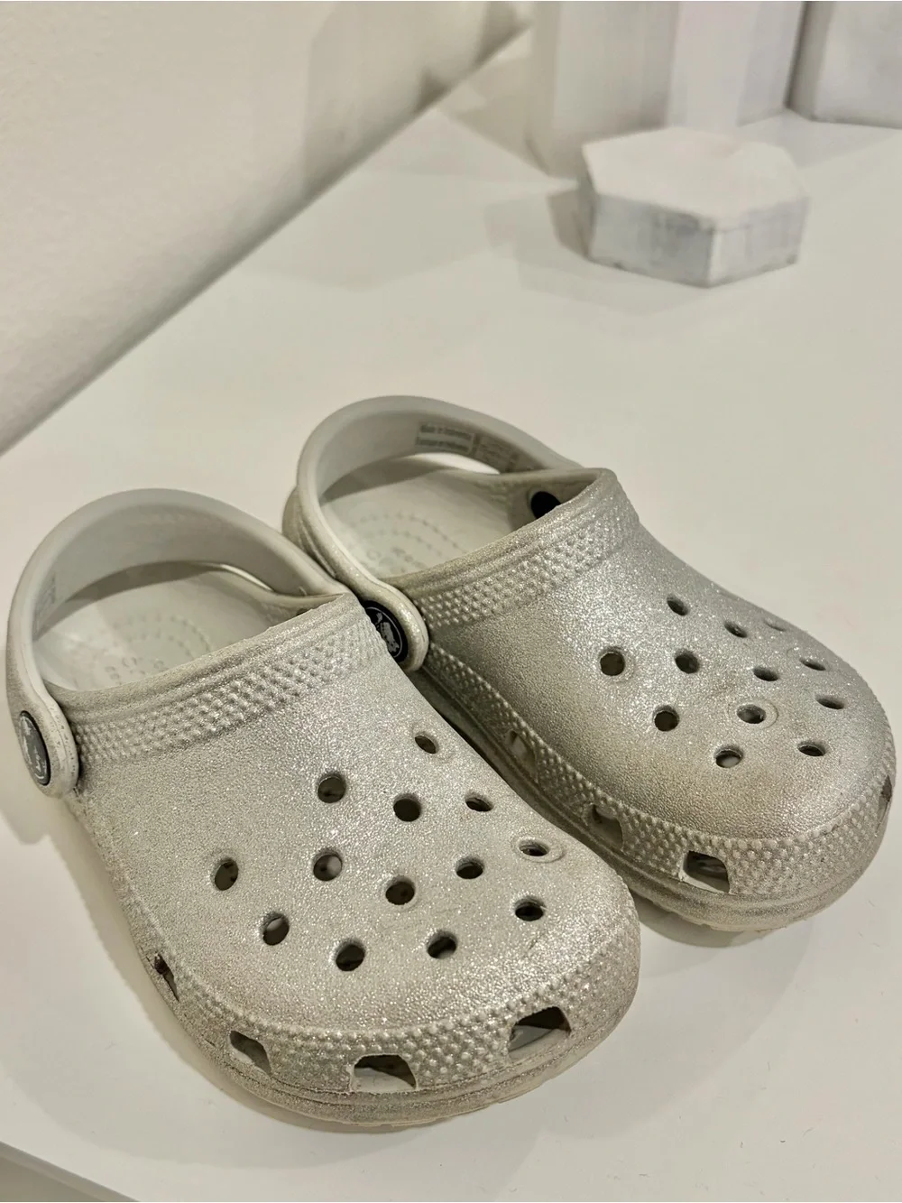Girls toddler 9 Silver Glitter CROCS